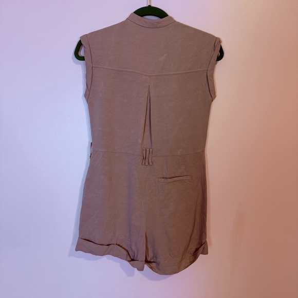 Reiss mint green linen viscose blend romper pockets NO belt SZ 0 button up - Picture 5 of 9